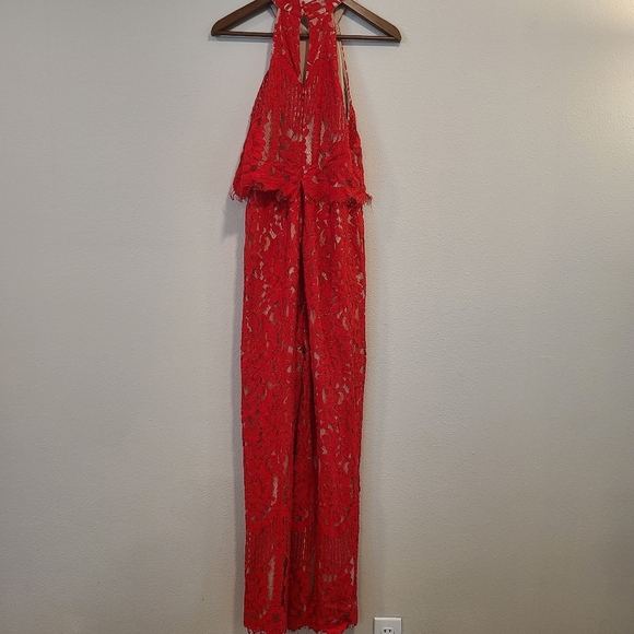 Lulus Britney Red Lace Halter Jumpsuit - Picture 6 of 8